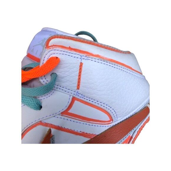 Custom Nike Air Jordan 1 Mid White Pure Platinum Swoosh Size 10.5 - Picture 13 of 16